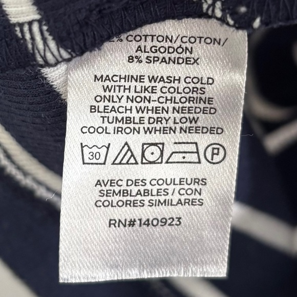 LOFT Striped Scoop Neck Short Sleeve Ribbed Top Blue & White Med - Picture 9 of 9